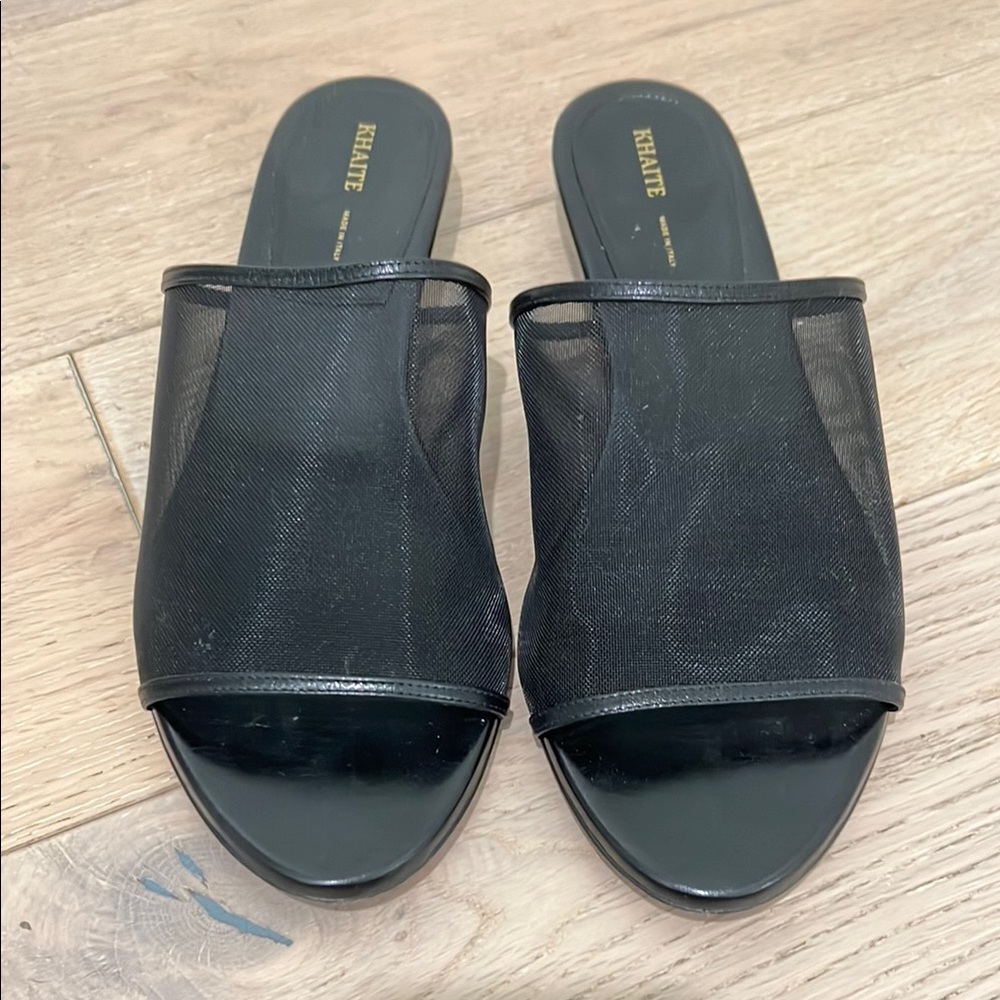 Khaite Black Mesh Slide Sandals - Picture 2 of 4